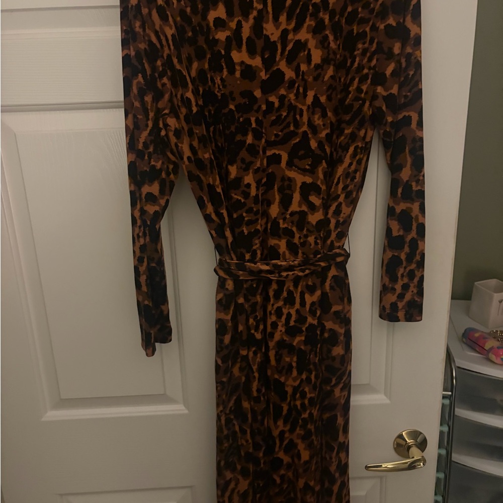 INC International Concepts Leopard Print Long Sleeve Dress
